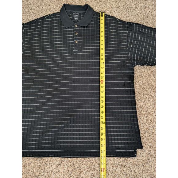 Izod Golf Polo Shirt Mens Size XL Black Striped Double Mercerized Short Sleeve - Picture 5 of 7